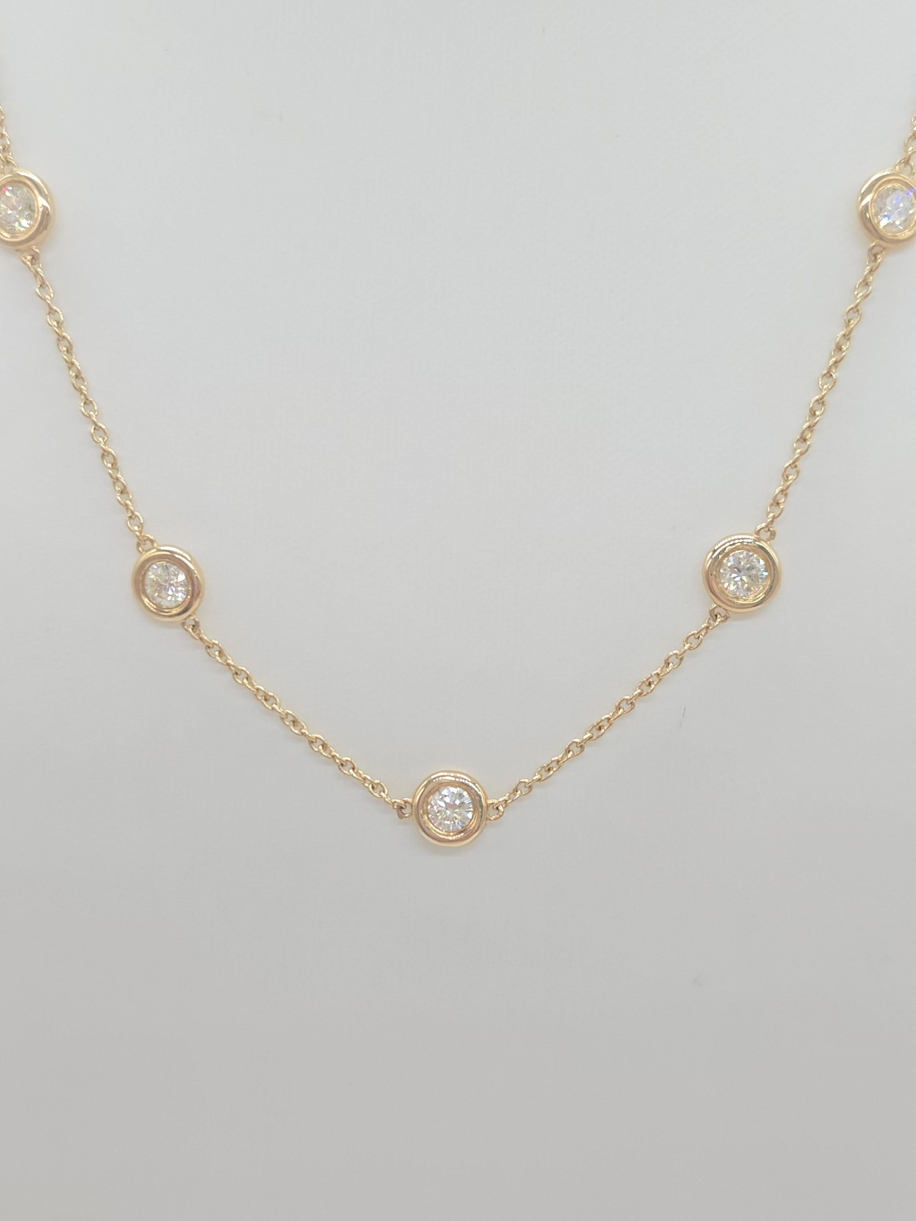 Collar de diamantes naturales de 3,15 quilates en oro amarillo de 14 quilates 16'' Contemporáneo en venta