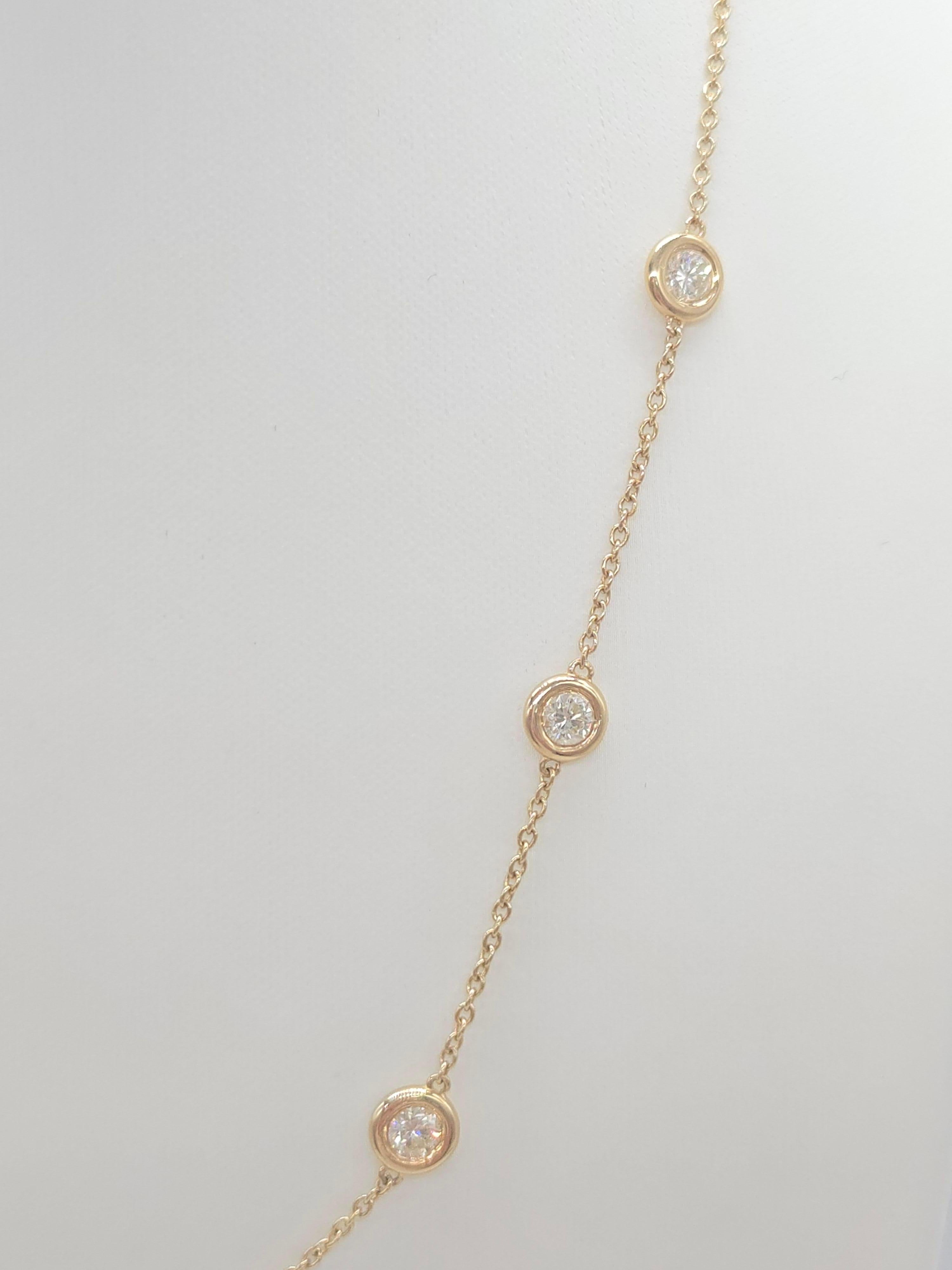 Collar de diamantes naturales de 3,15 quilates en oro amarillo de 14 quilates 16'' en Nuevo estado para la venta en Great Neck Plaza, NY