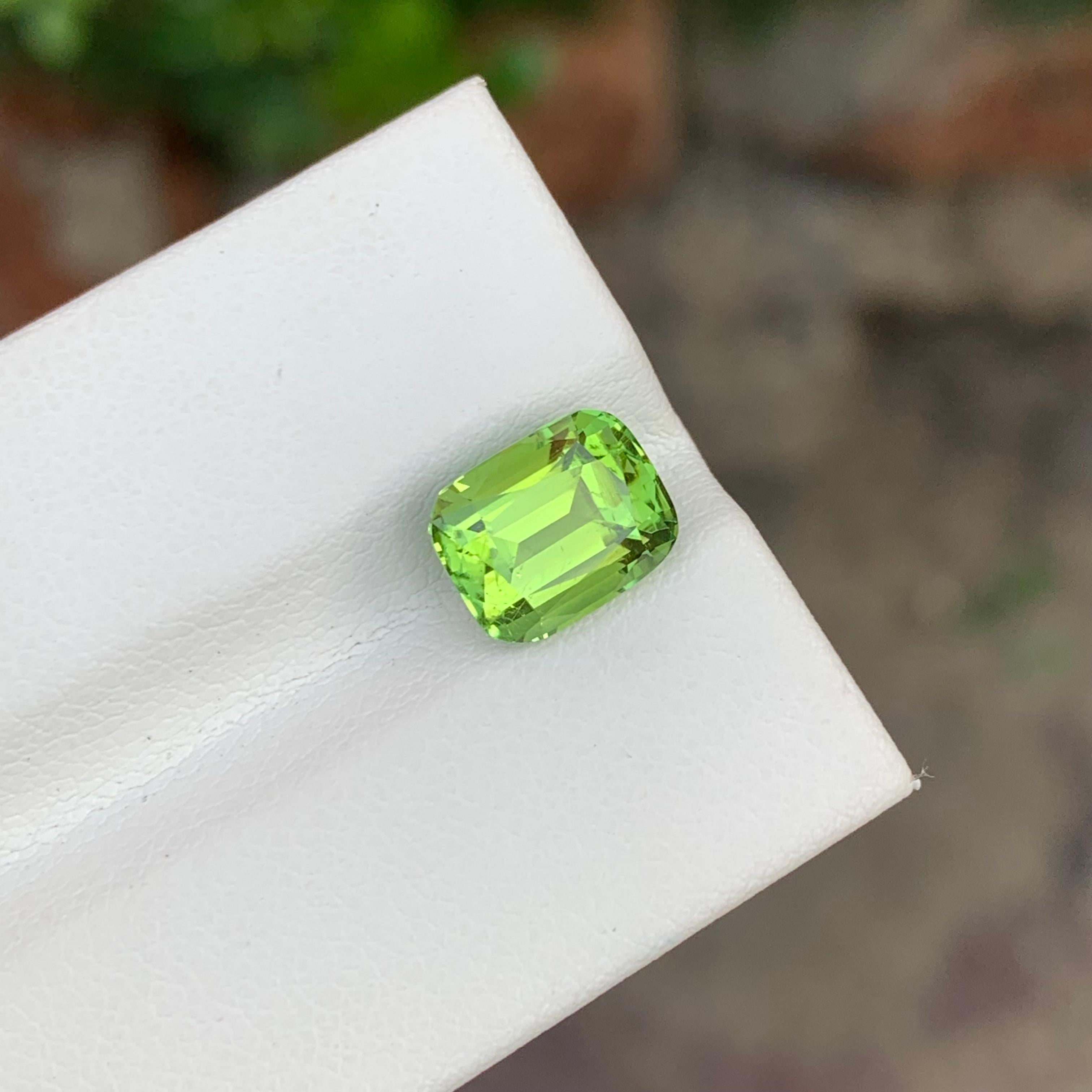 Arts and Crafts 3.15 Carat Natural Loose Green Tourmaline Cushion Shape Gem For Jewellery (Tourmaline verte en forme de coussin pour bijoux) en vente