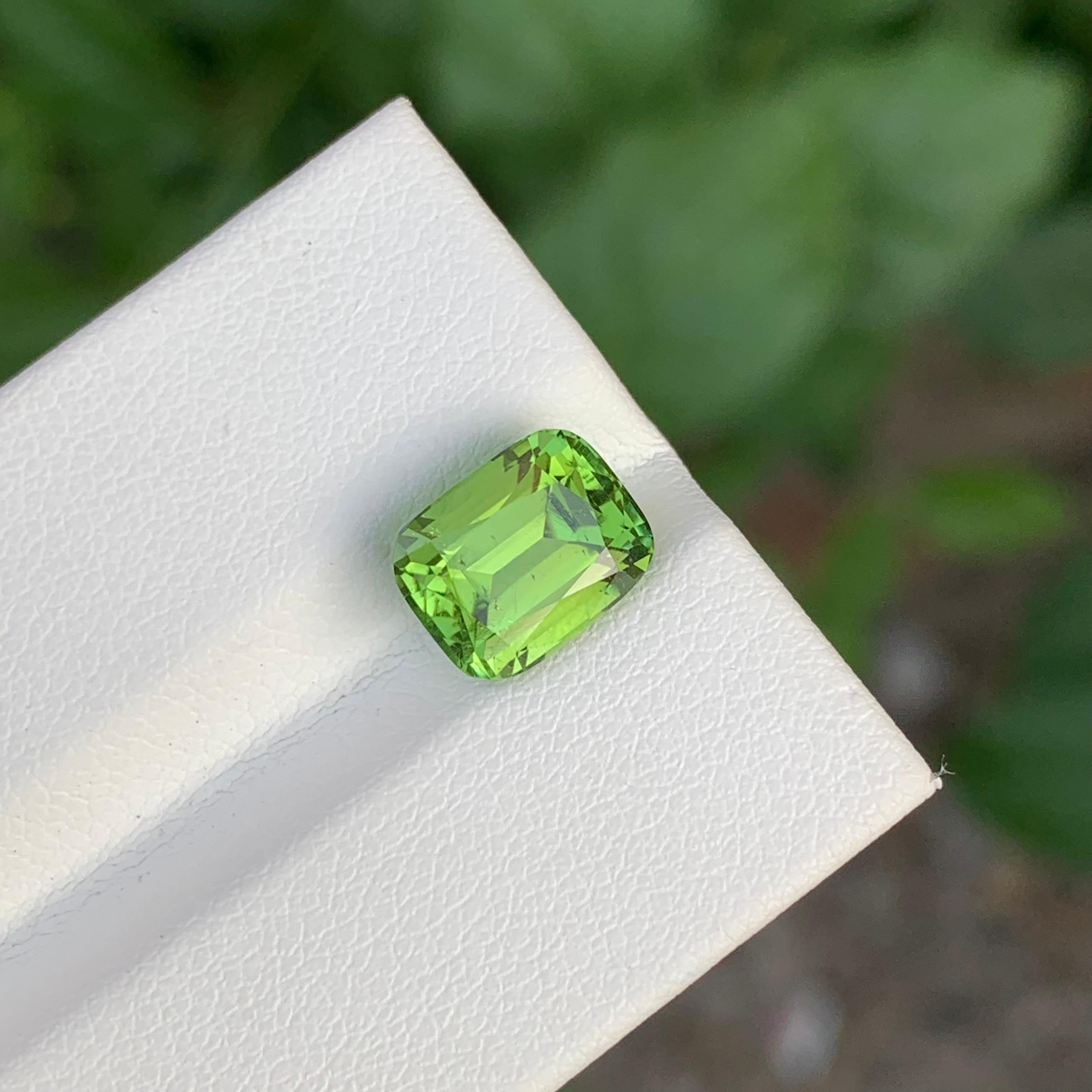 3.15 Carat Natural Loose Green Tourmaline Cushion Shape Gem For Jewellery (Tourmaline verte en forme de coussin pour bijoux) Neuf - En vente à Peshawar, PK