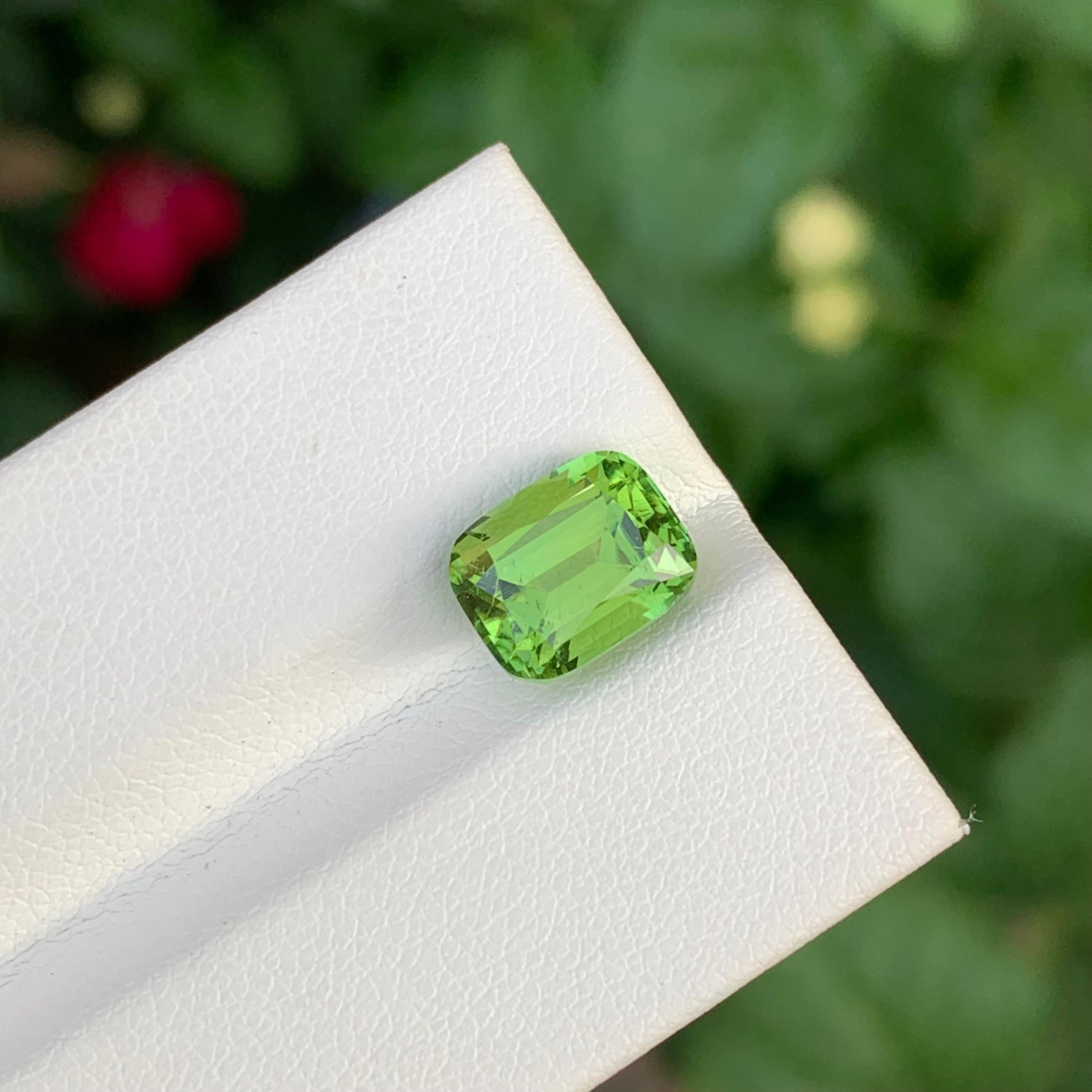 3.15 Carat Natural Loose Green Tourmaline Cushion Shape Gem For Jewellery (Tourmaline verte en forme de coussin pour bijoux) Unisexe en vente