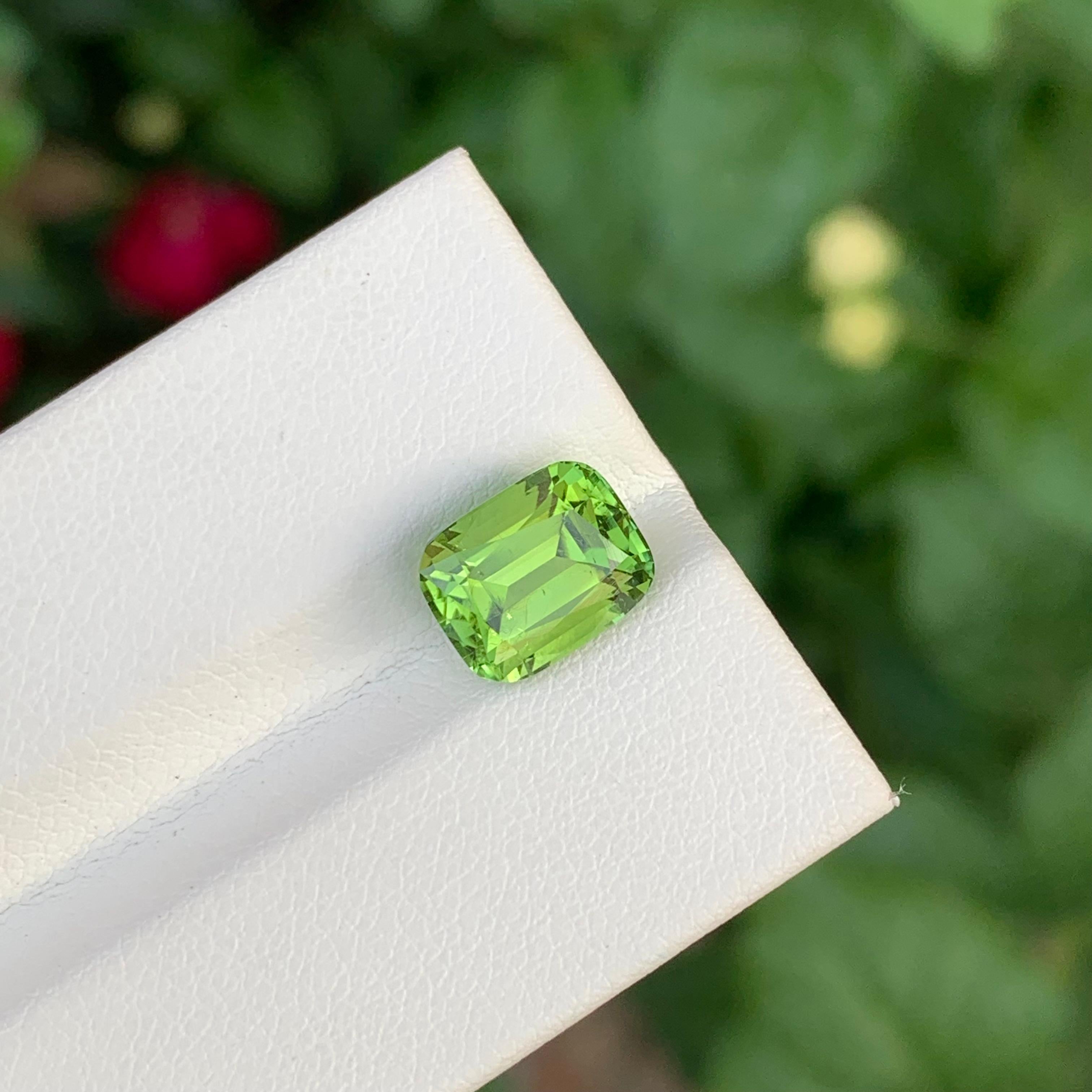 3.15 Carat Natural Loose Green Tourmaline Cushion Shape Gem For Jewellery (Tourmaline verte en forme de coussin pour bijoux) en vente 1