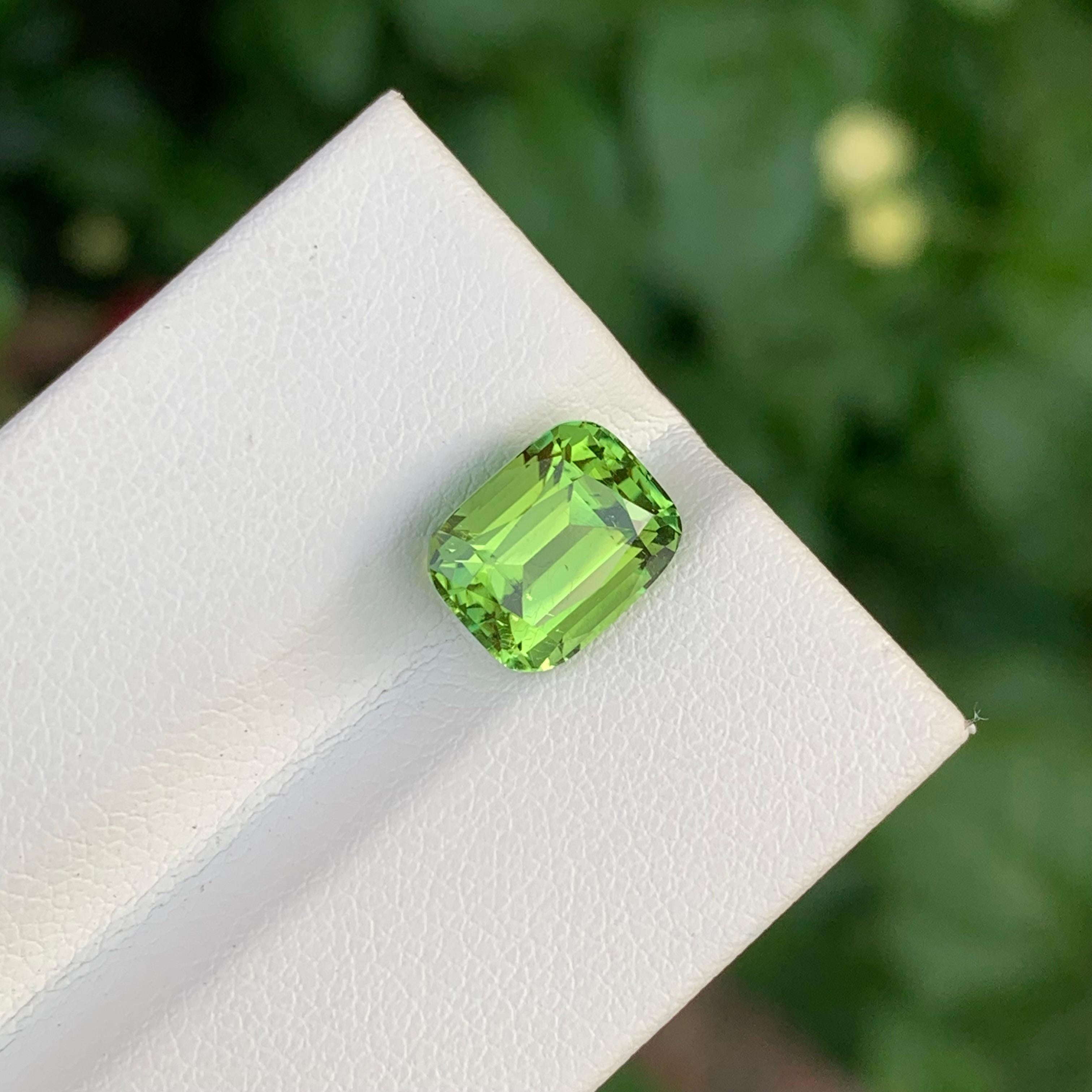 3.15 Carat Natural Loose Green Tourmaline Cushion Shape Gem For Jewellery (Tourmaline verte en forme de coussin pour bijoux) en vente 2