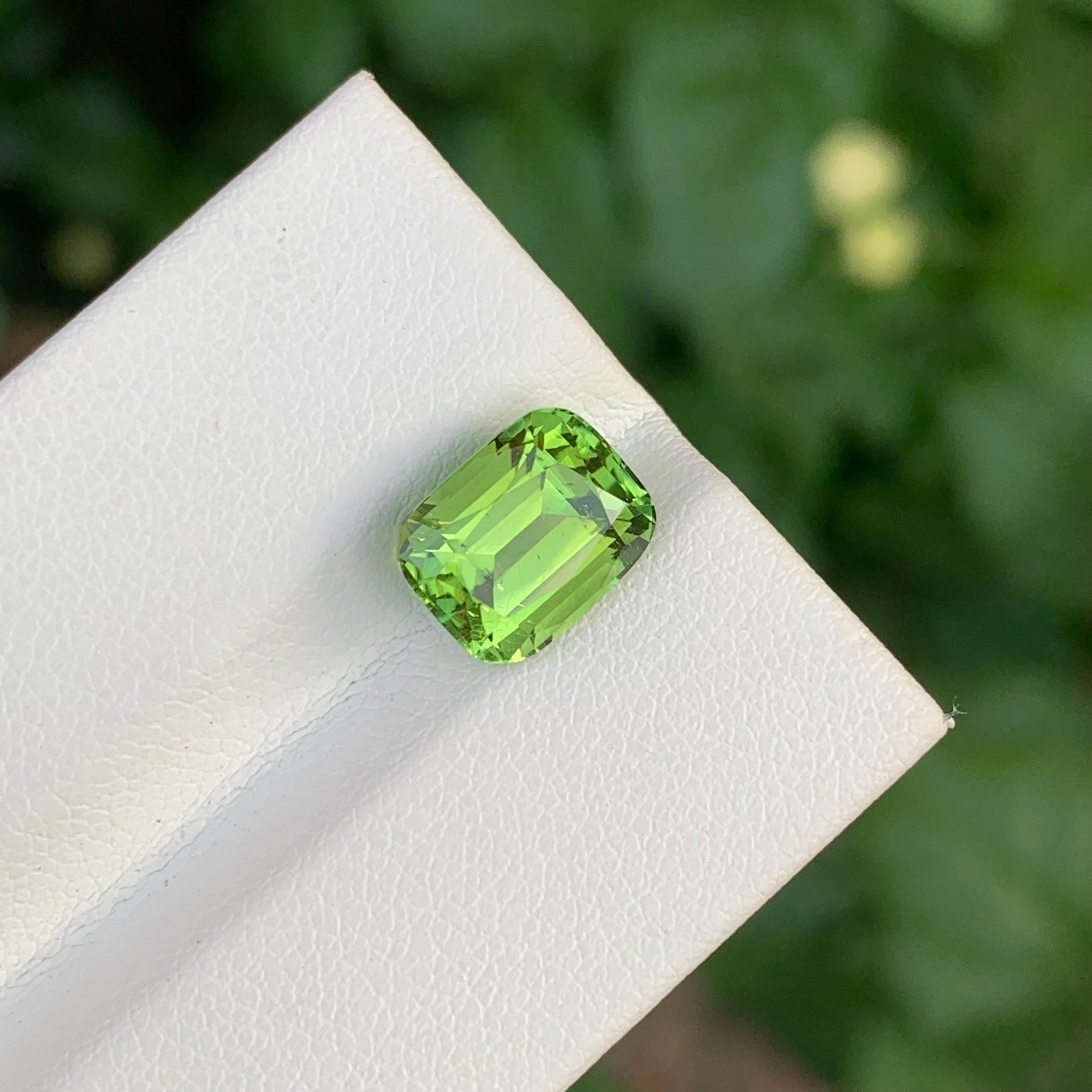 3.15 Carat Natural Loose Green Tourmaline Cushion Shape Gem For Jewellery (Tourmaline verte en forme de coussin pour bijoux) en vente 3
