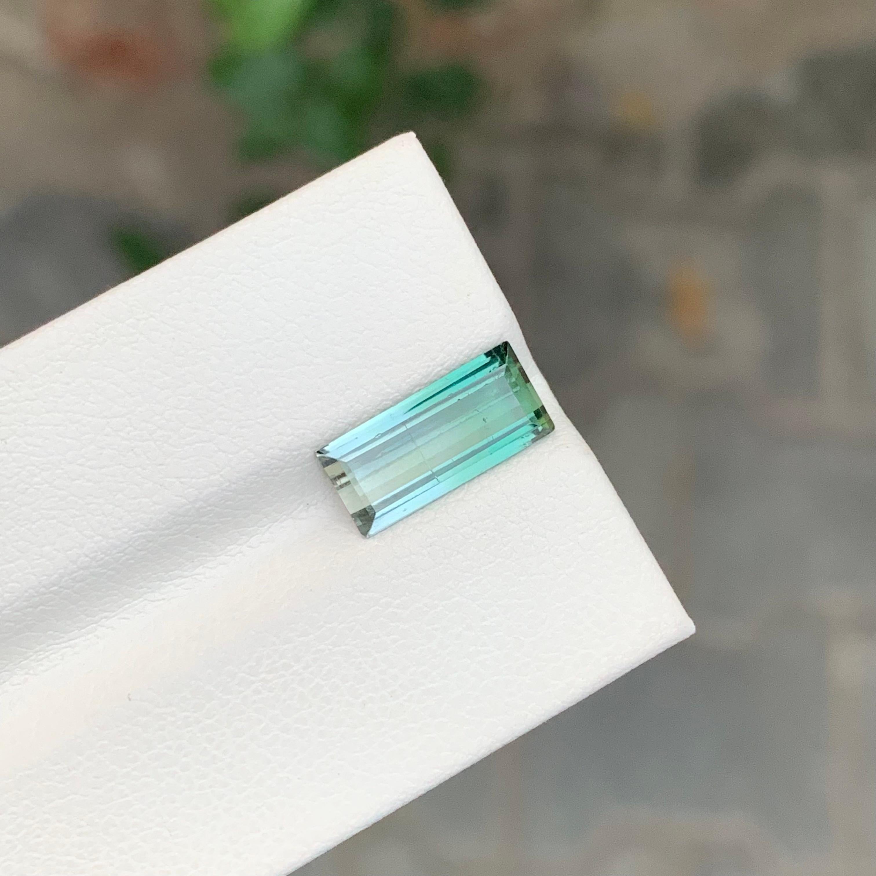 Baguette Cut 3.15 Carat Natural Loose Bi Colour Tourmaline Baguette Shape Gemstone For Sale