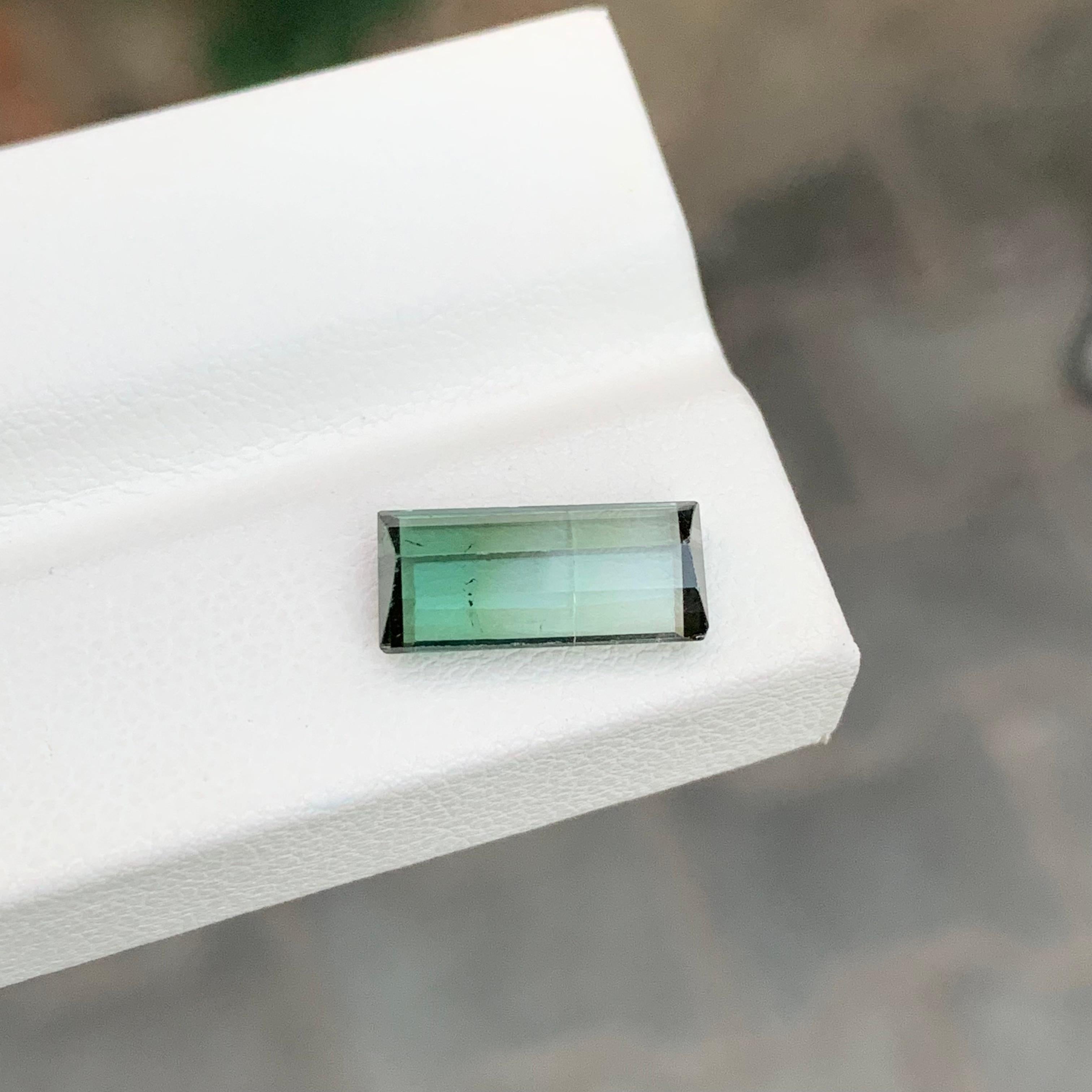 3.15 Carat Natural Loose Bi Colour Tourmaline Baguette Shape Gemstone For Sale 1