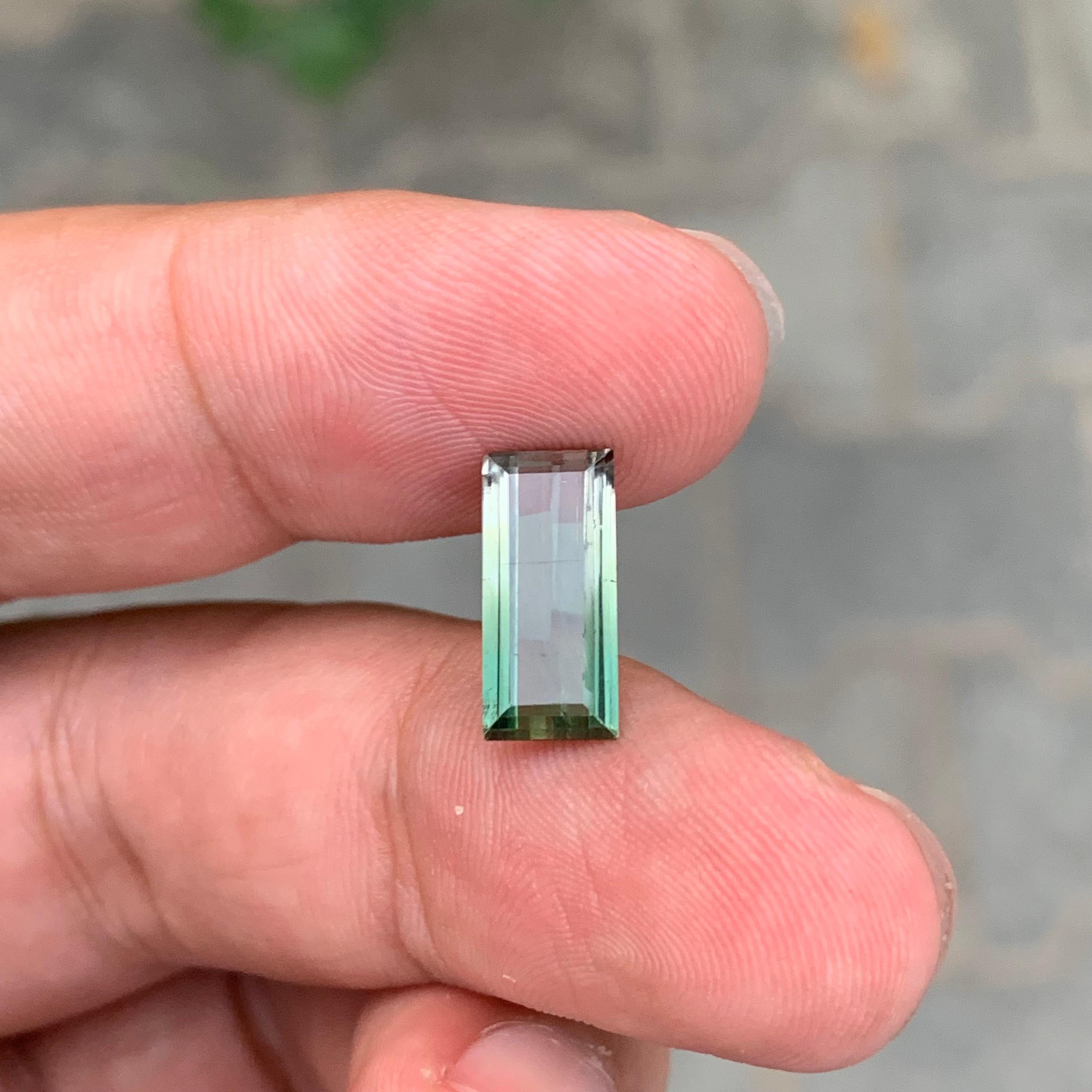 3.15 Carat Natural Loose Bi Colour Tourmaline Baguette Shape Gemstone For Sale 3