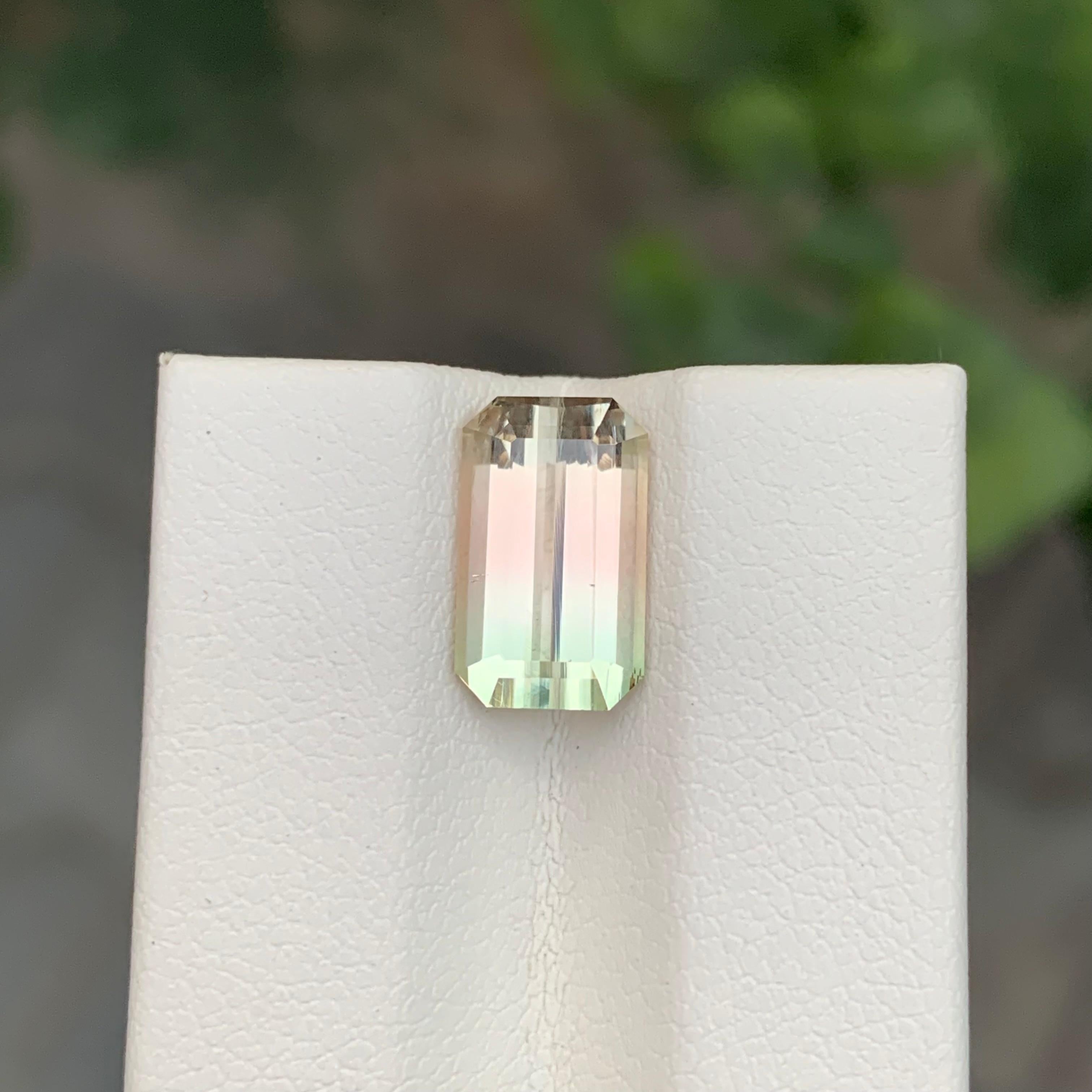 3.15 Karat Natürlicher loser zweifarbiger Turmalin Smaragdform Edelstein im Zustand „Neu“ im Angebot in Peshawar, PK