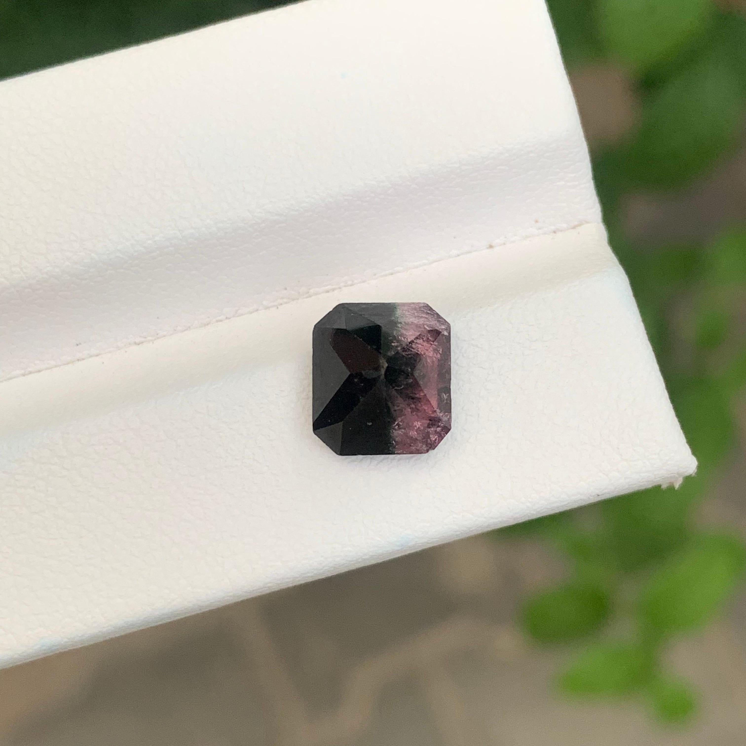 3.15 Karat natürlicher loser zweifarbiger Turmalin in Achteckform Edelstein für Damen oder Herren im Angebot