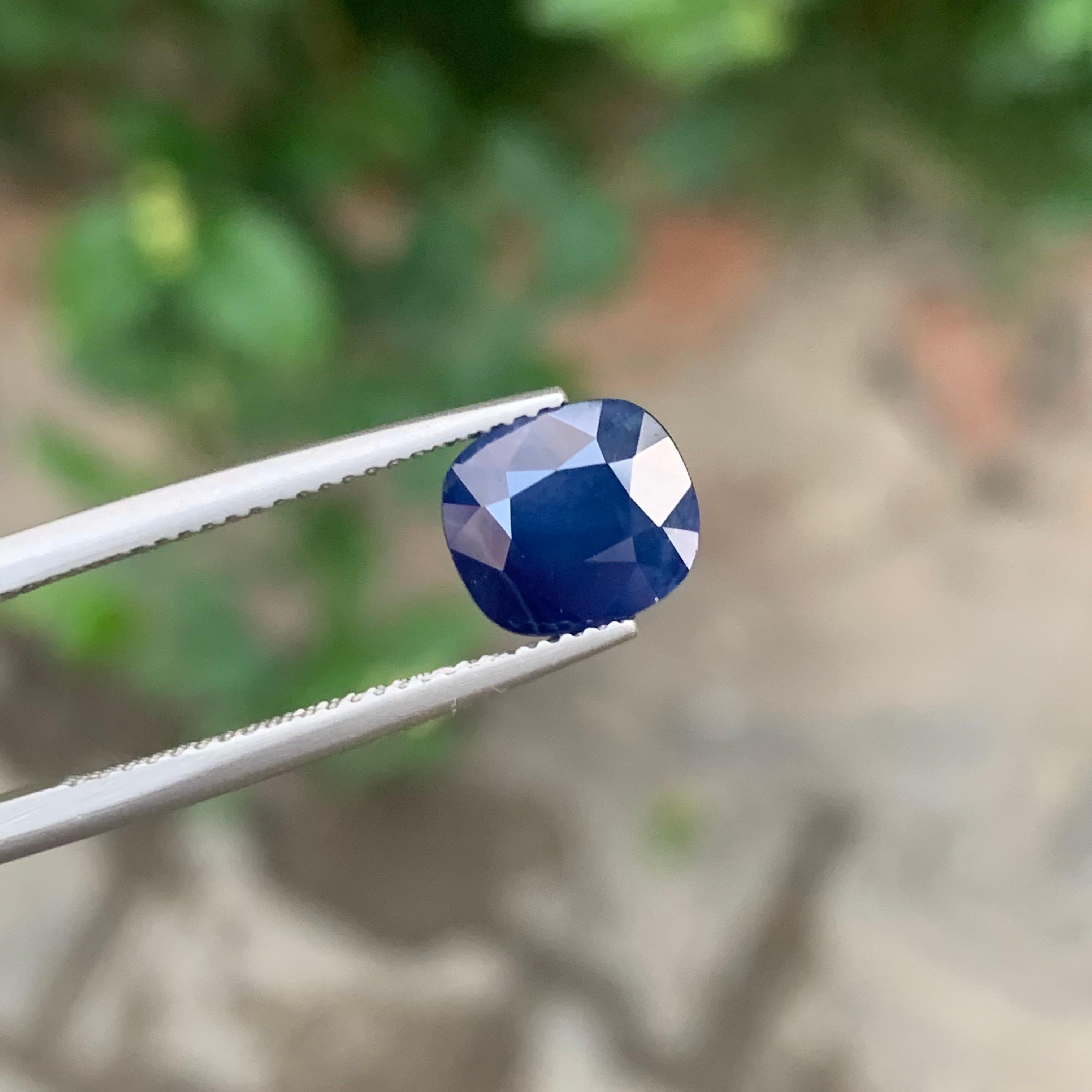Arts and Crafts 3.15 Carat Natural Loose Blue Sapphire Cushion Shape Gemstone For Sale