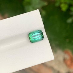 3.15 Carat Natural Loose Bluish Green Tourmaline Cushion Shape Gem For Jewellery