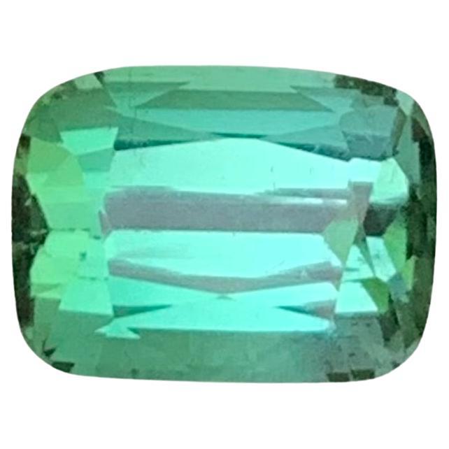 3.15 Carat Natural Loose Bluish Green Tourmaline Cushion Shape Gem For Jewellery