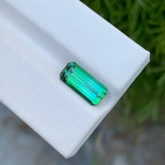 3.15 Carat Natural Loose Bright Green Tourmaline Emerald Shape Gem For Jewellery