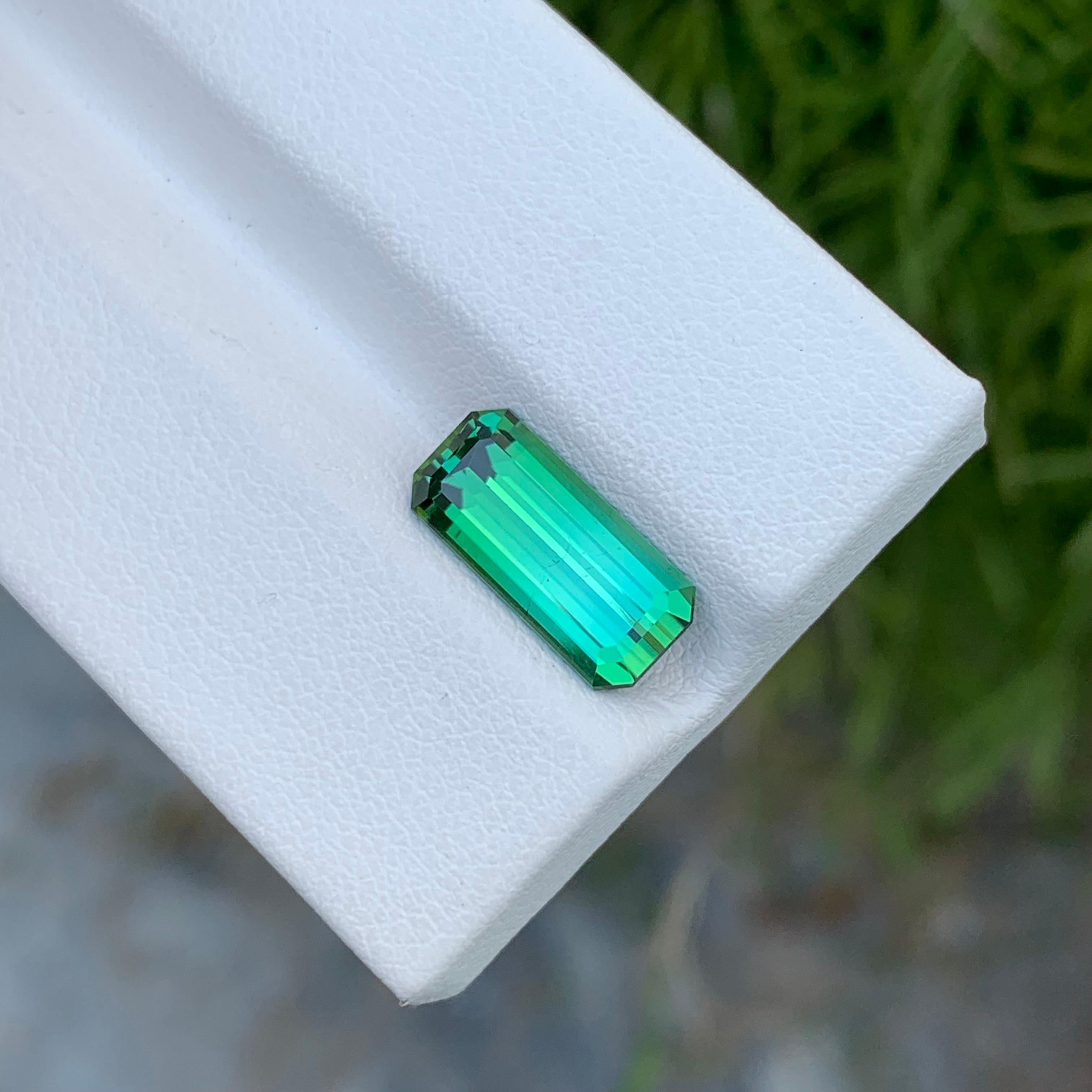 3,15 Karat Natürlicher loser hellgrüner Turmalin Smaragdform Edelstein für Schmuck (Arts and Crafts) im Angebot
