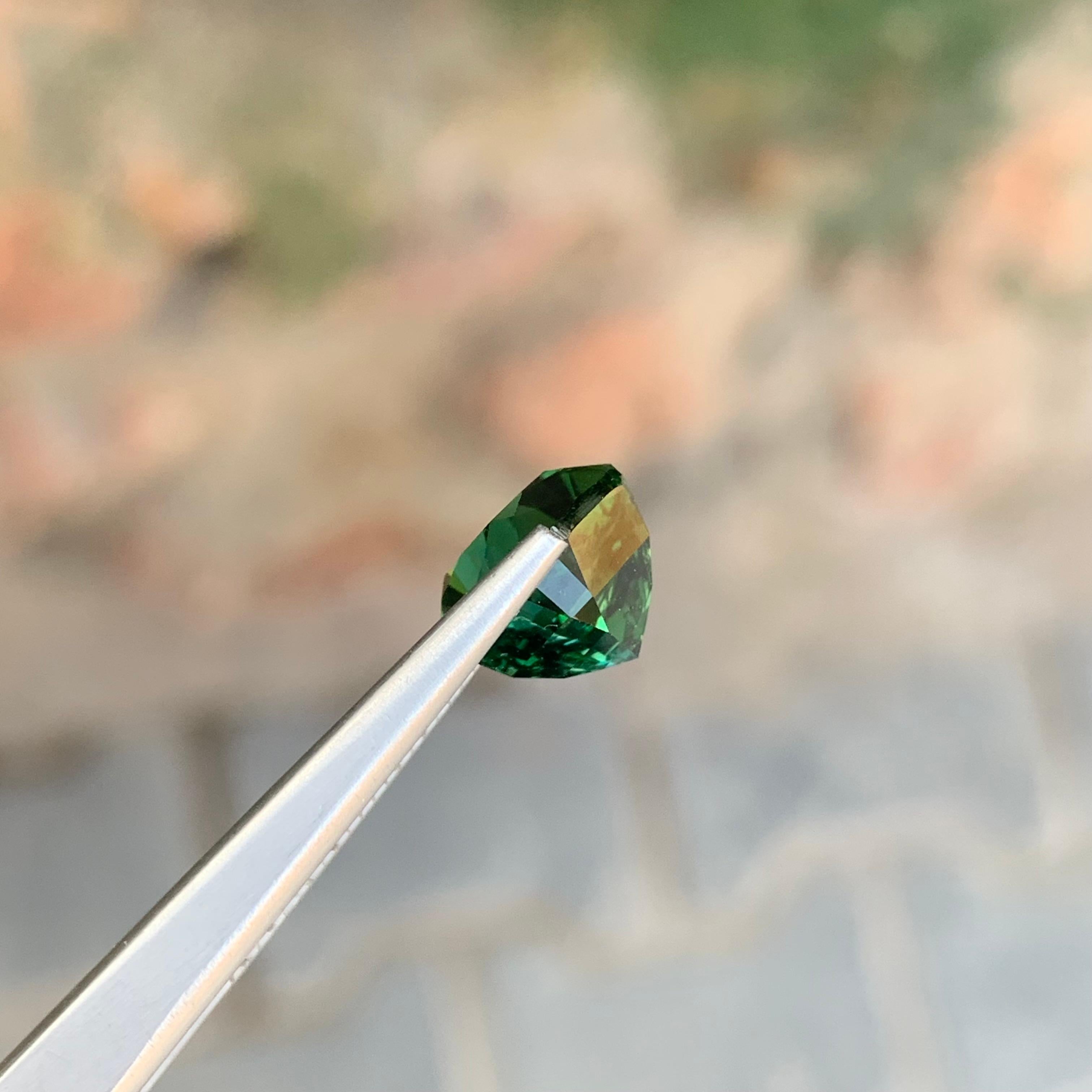 3.15 Carat Natural Loose Green Blue Tourmaline Cushion Shape Gemstone For Sale 4
