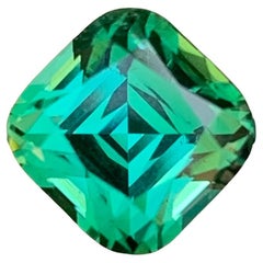 3.15 Carat Natural Loose Green Blue Tourmaline Cushion Shape Gemstone