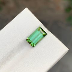 3.15 Carat Natural Loose Green Tourmaline Baguette Shape Gemstone