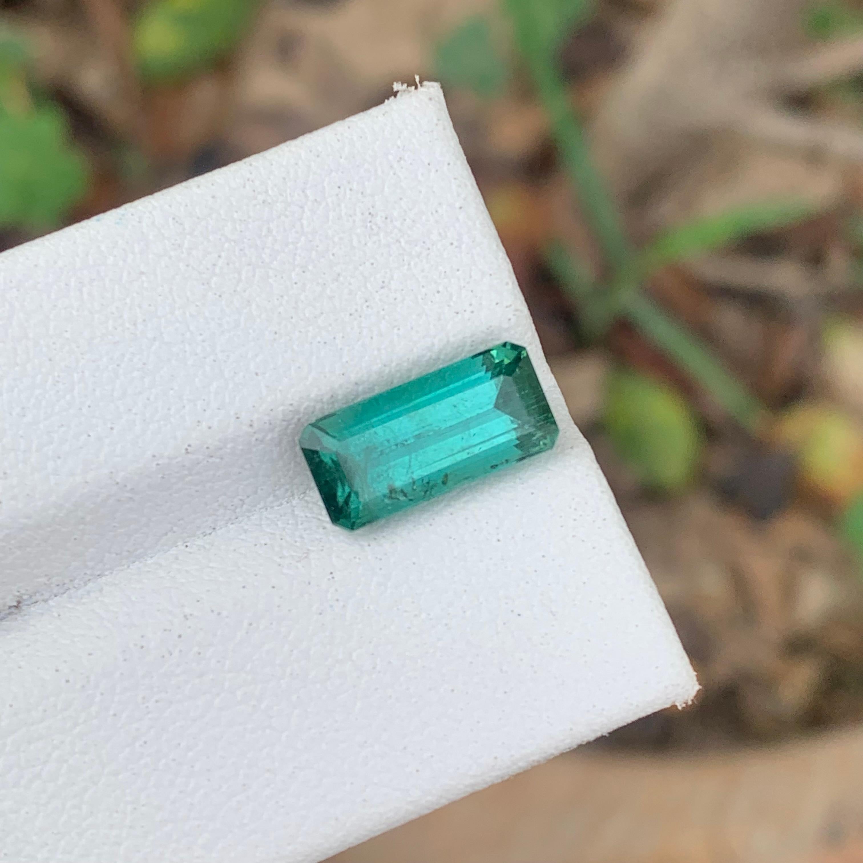 Emerald Cut 3.15 Carat Natural Loose Lagoon Tourmaline Included Clarity From Afghanistan For Sale
