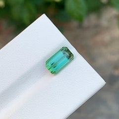 3.15 Carat Natural Loose Blue Green Tourmaline Emerald Shape Gem For Jewellery