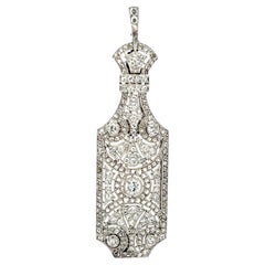 3.15 Carat Old European Cut G VS2 Diamond Platinum Lorgnette Pandent