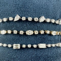 3.15 Carat Oval and Round Diamond Tennis Bracelet in 14K Yellow Gold, 7 Inches