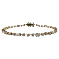 3,15 Karat ovale und runde Diamanten Tennis-Armband in 14K Gelbgold, 7 Zentimeter