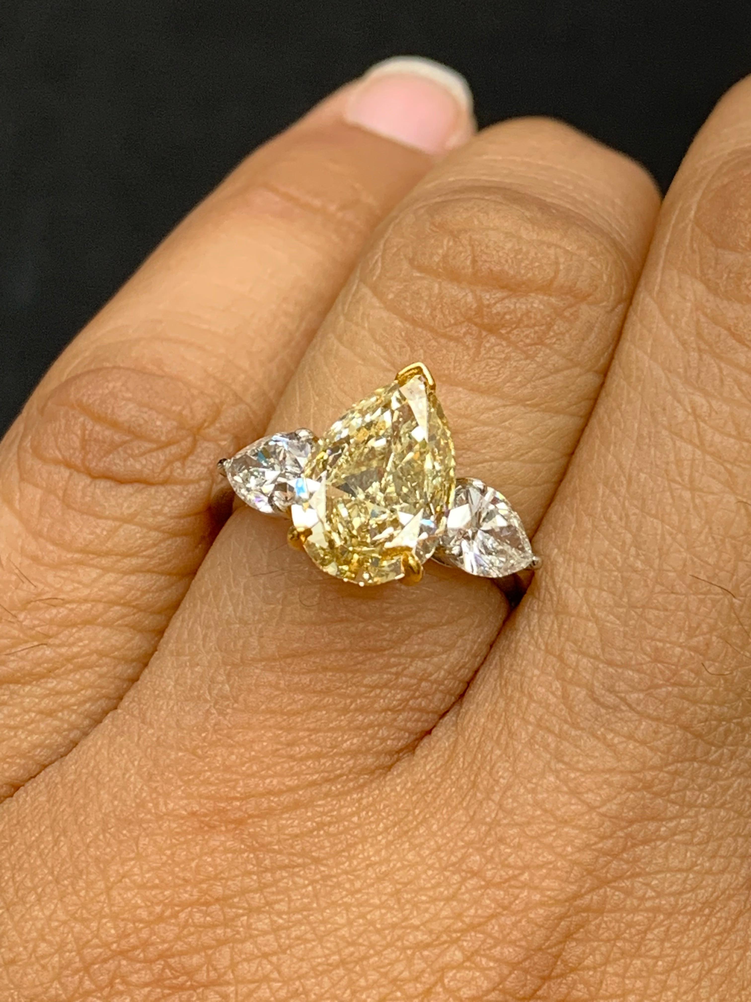 pear yellow diamond ring