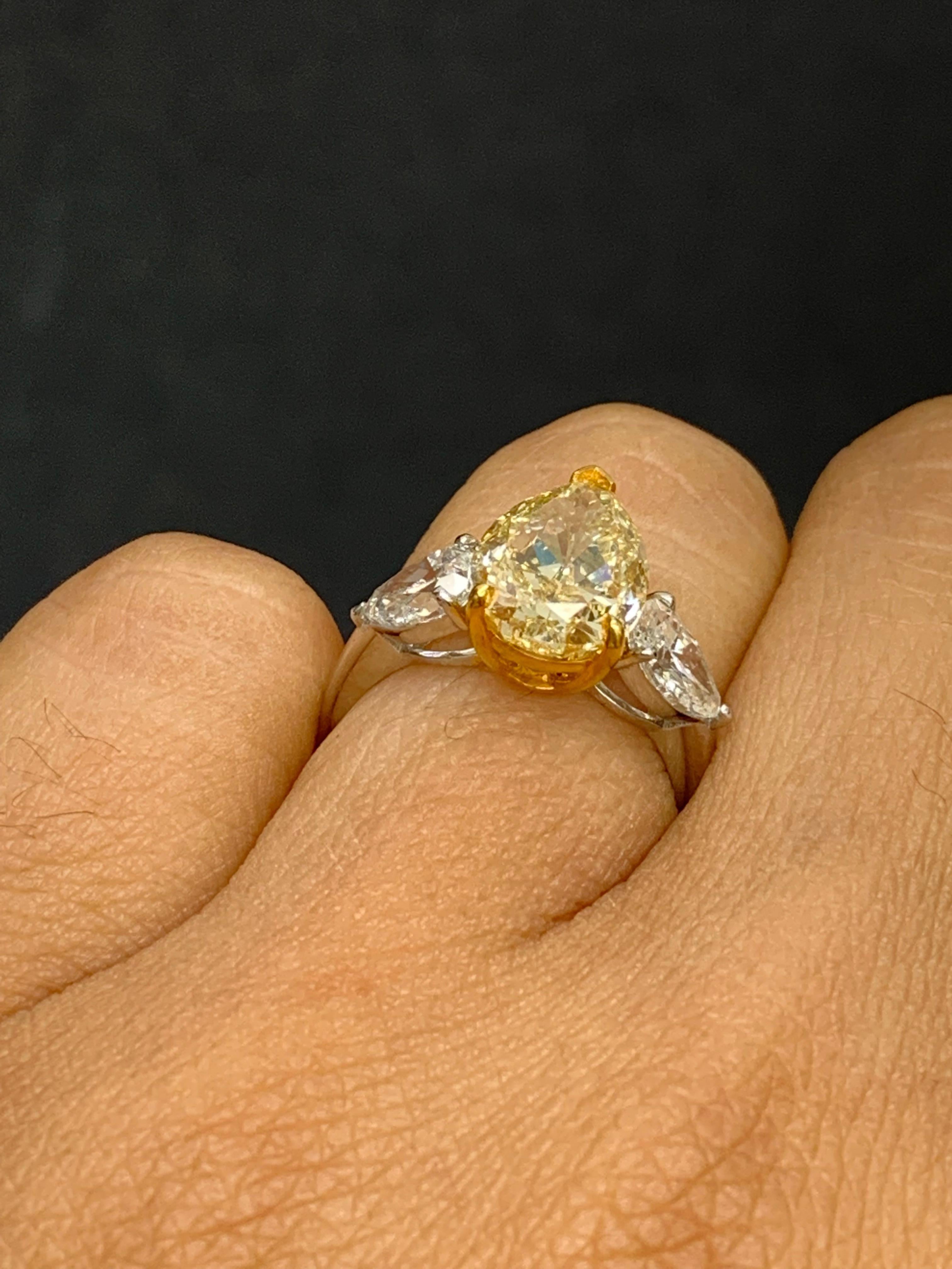 yellow diamond pear ring