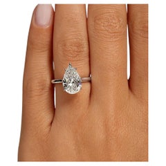 3.15 Carat Pear Statement Brilliant White 18K Gold A Classic Statement