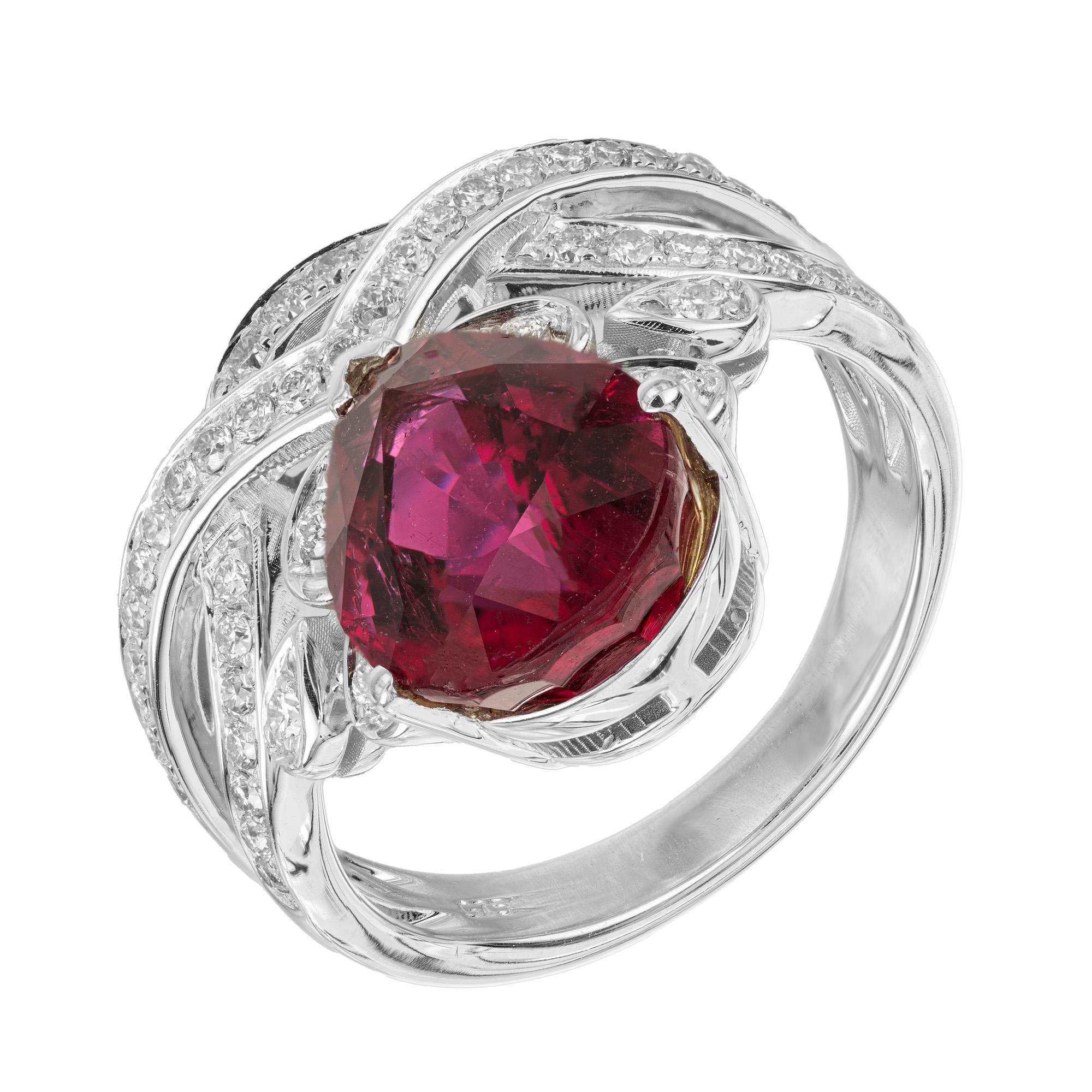 Women's 3.15 Carat Pear Tourmaline Diamond White Gold Cocktail Ring  For Sale