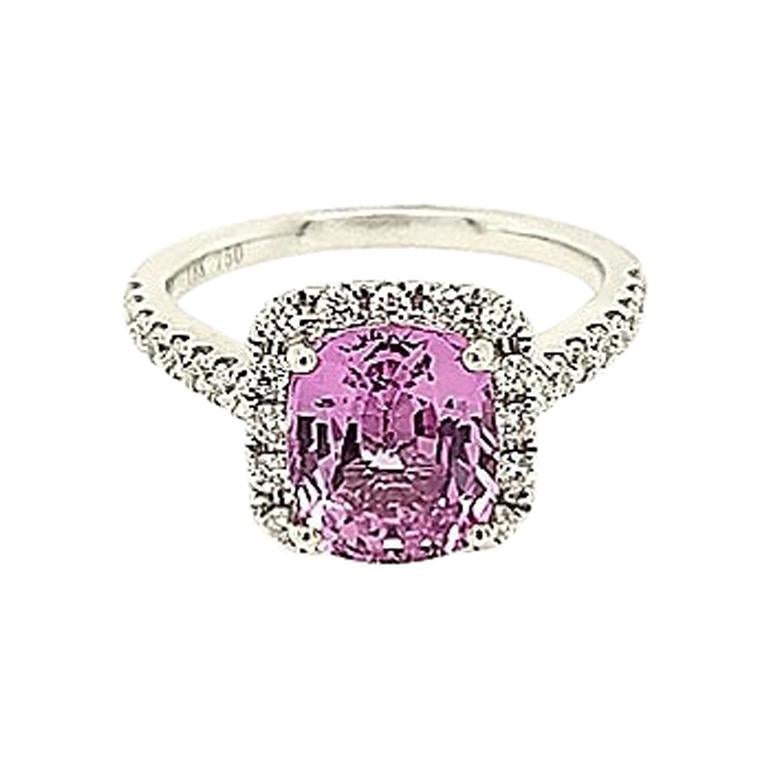 3.15 Carat Pink Sapphire and Diamond Cocktail Ring For Sale