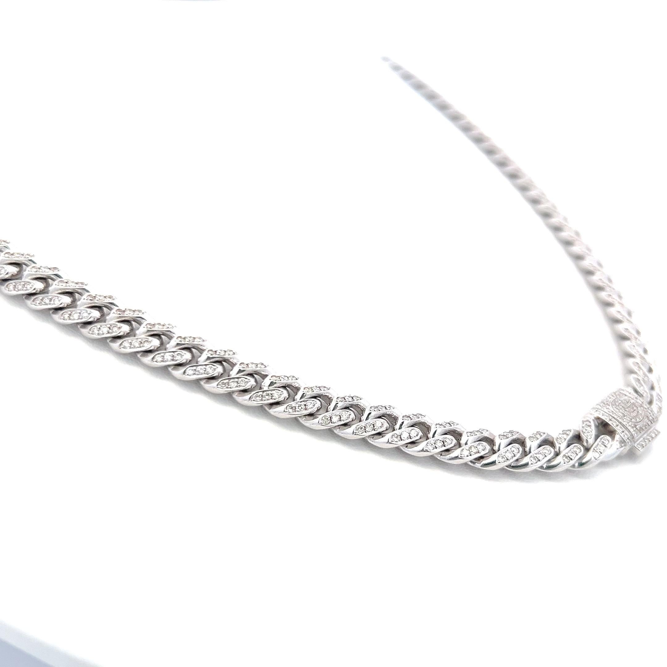 Brilliant Cut 3.15 Carat Round Brilliant H VS Diamond 14 Karat White Gold Chain Necklace For Sale