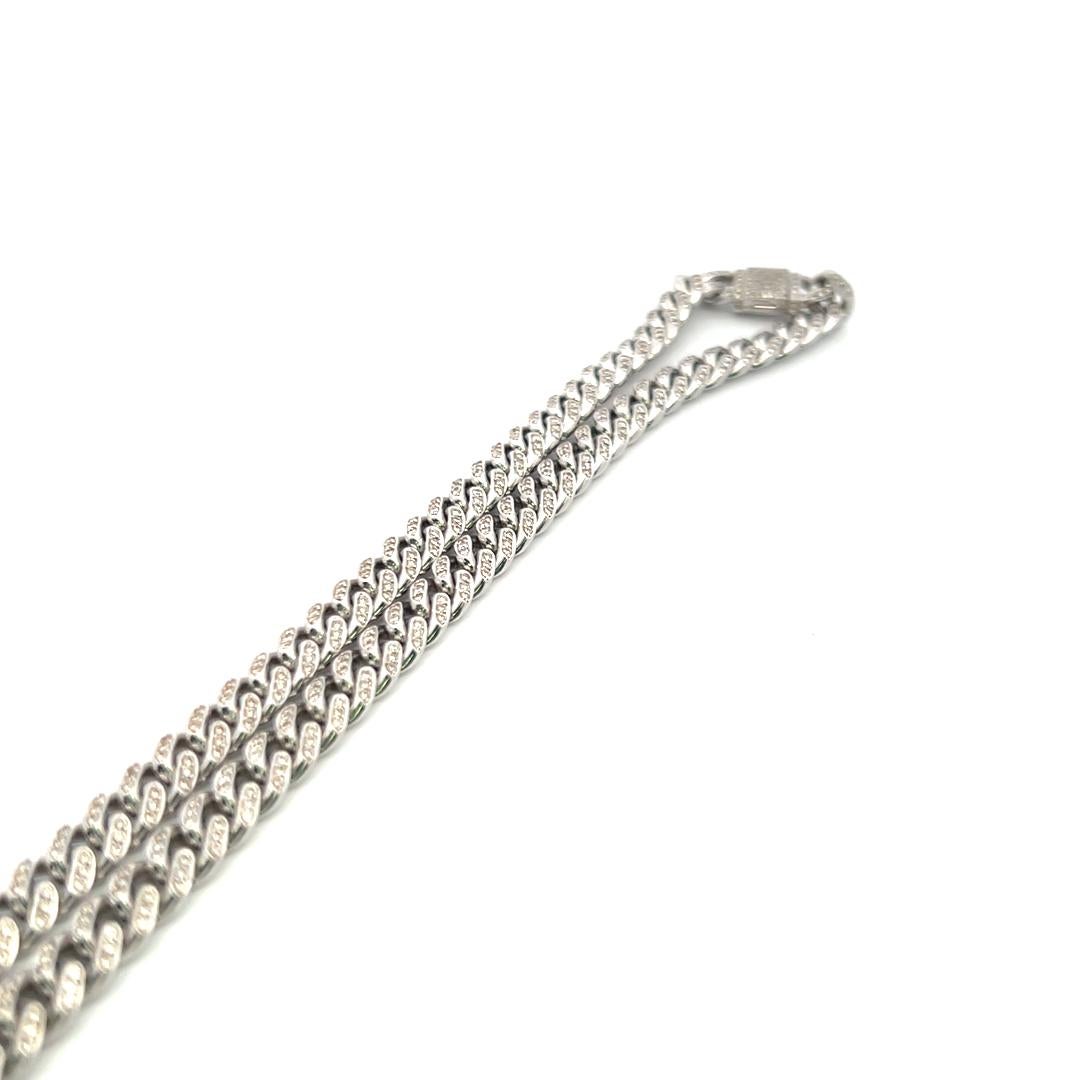 3.15 Carat Round Brilliant H VS Diamond 14 Karat White Gold Chain Necklace For Sale 1