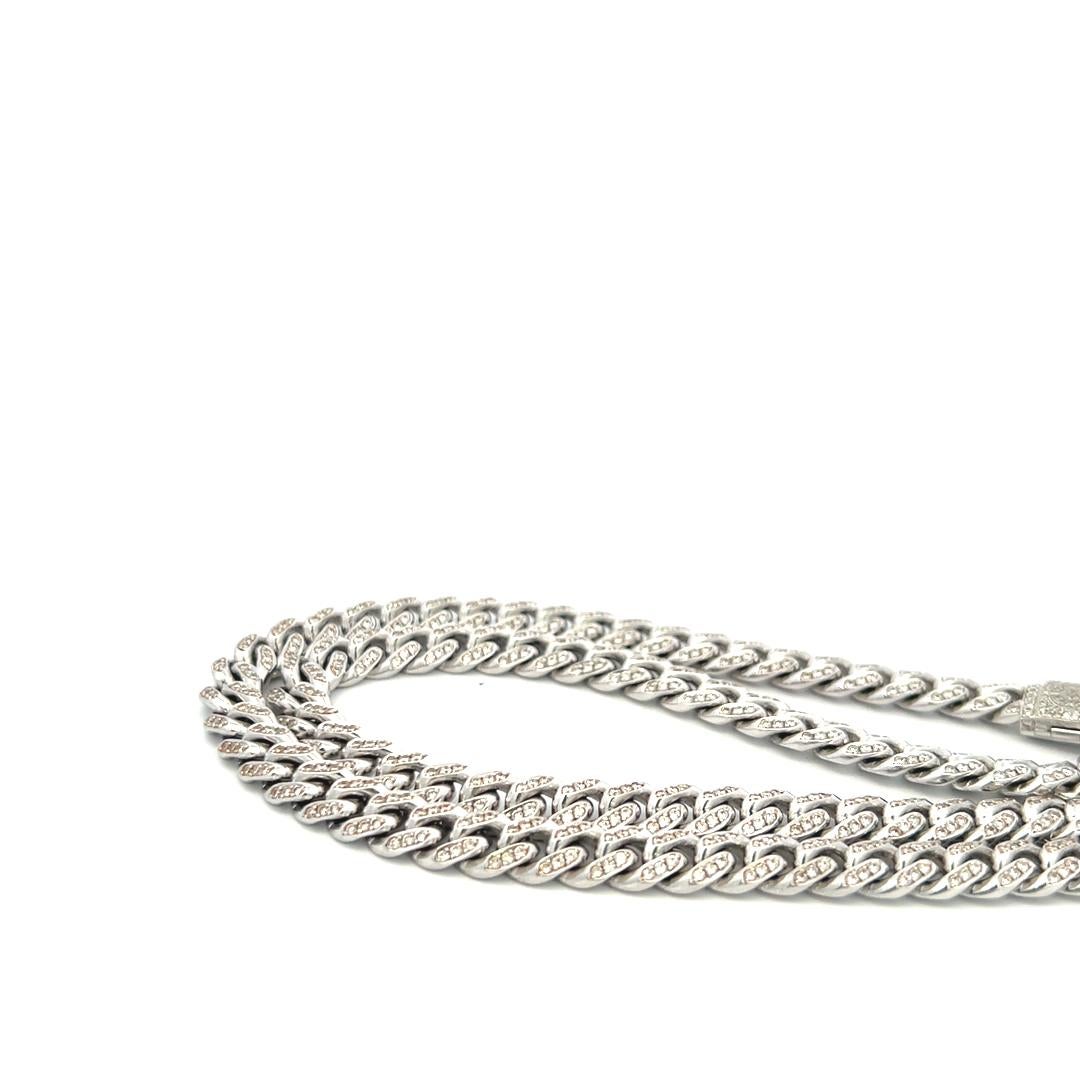 3.15 Carat Round Brilliant H VS Diamond 14 Karat White Gold Chain Necklace For Sale 2