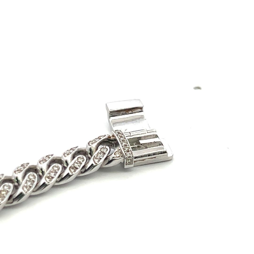 3.15 Carat Round Brilliant H VS Diamond 14 Karat White Gold Chain Necklace For Sale 3