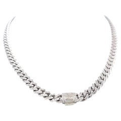 3.15 Carat Round Brilliant H VS Diamond 14 Karat White Gold Chain Necklace