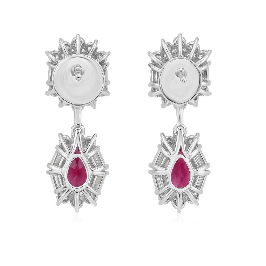 3,15 Karat Rubin Edelstein 0,76 Karat SI/H Diamant-Ohrringe 18 Karat Weißgold im Angebot 1