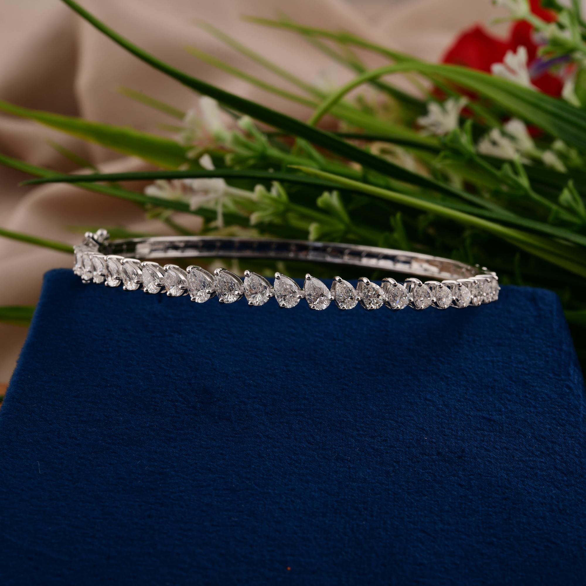 Pulsera de diamantes en forma de pera SI/H de 3,15 quilates Joyas de oro blanco macizo de 14 quilates Corte pera en venta