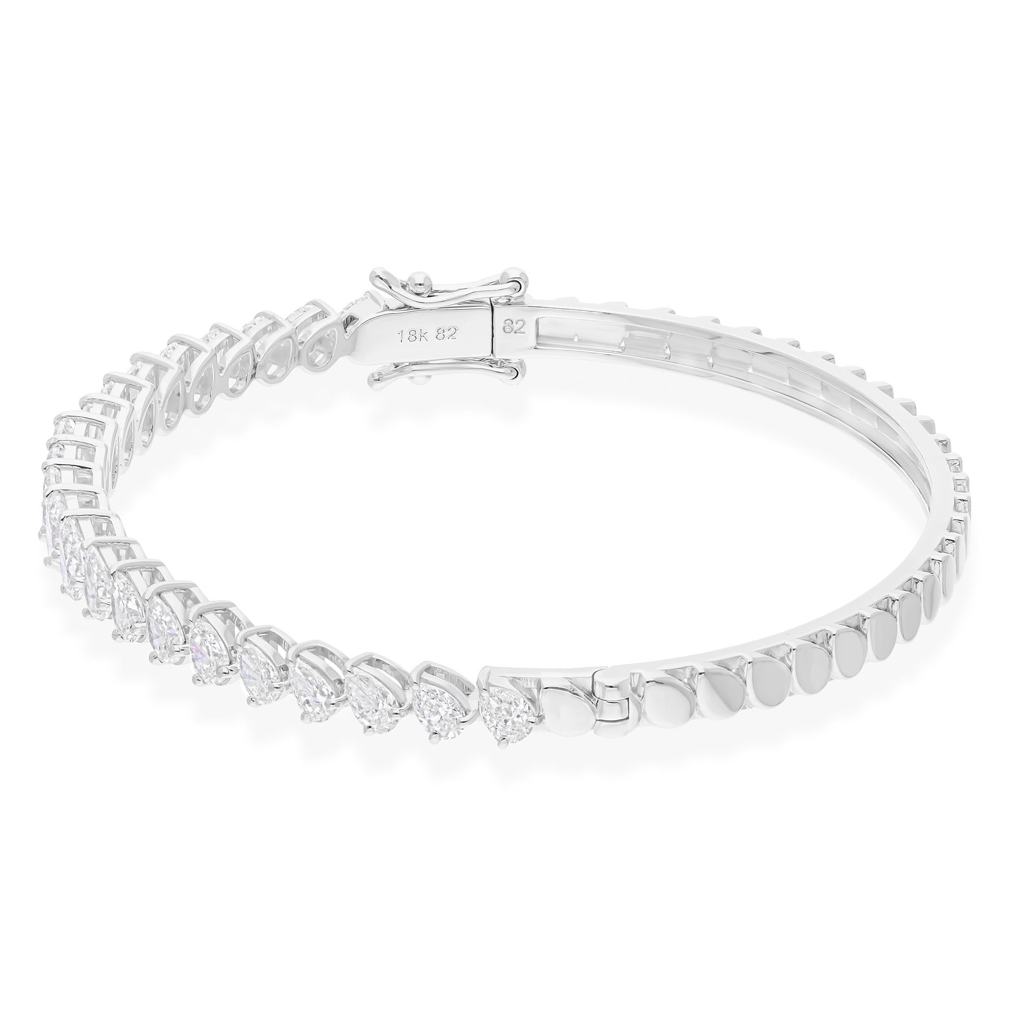Pulsera de diamantes en forma de pera SI/H de 3,15 quilates Joyas de oro blanco macizo de 14 quilates Corte pera en venta