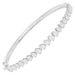 3.15 Carat SI/H Pear Shape Diamond Bracelet Solid 18 Karat White Gold Jewelry