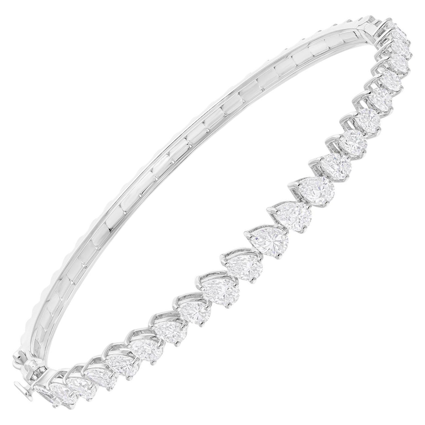 Bracelet en or blanc 18 carats avec diamants en forme de poire de 3,15 carats SI/H