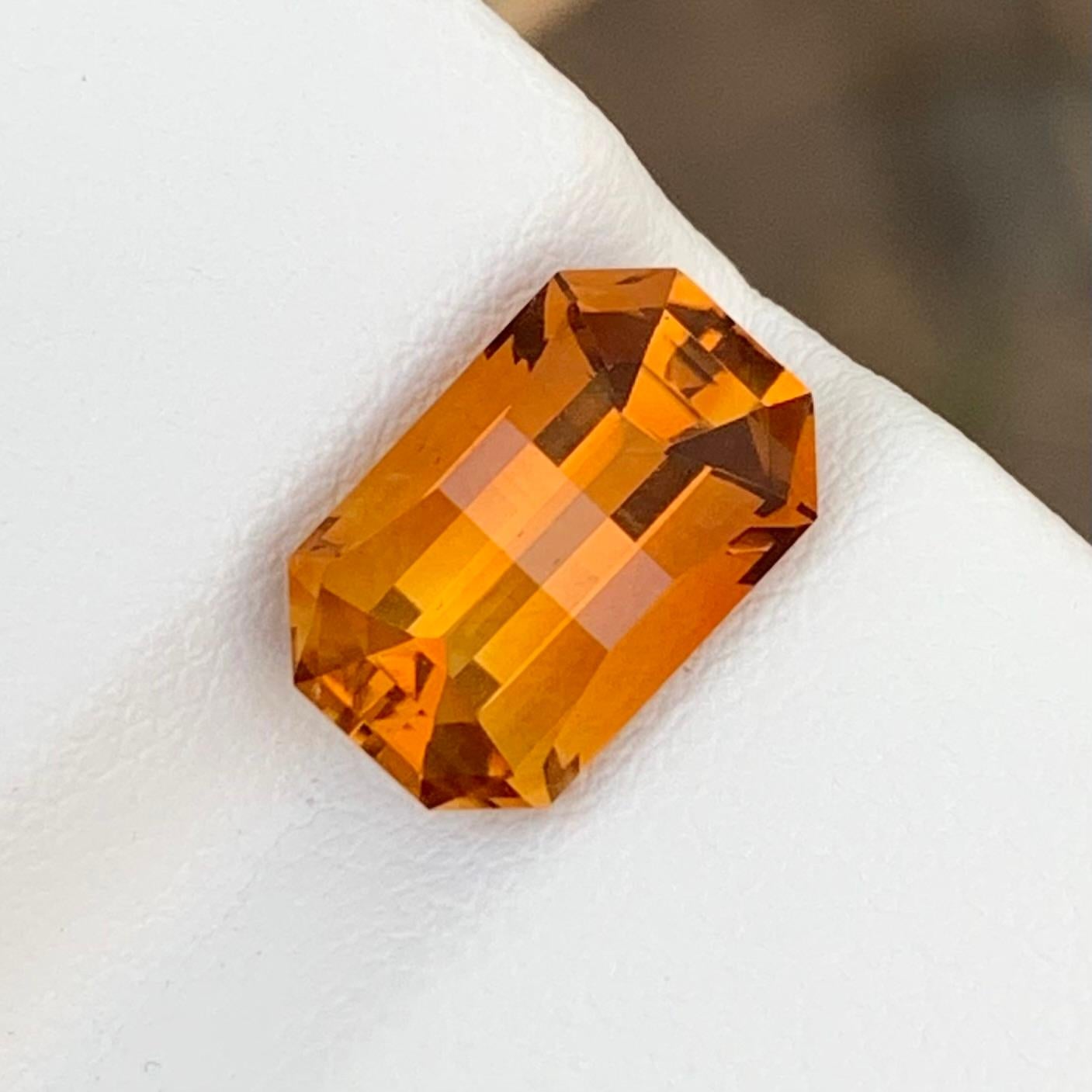 Loose Madeira Citrine
Weight: 3.15 Carats
Dimension: 11.3 x 7.1 x 6 Mm
Colour: Orange
Cut: Smith Bar Cut \ Pixelated Cut 
Certificate: On Demand

Madeira citrine, a gemstone named after the rich and warm tones resembling the fortified wine from the