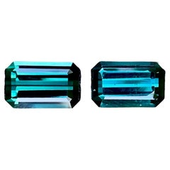3.15 carats Indicolite Tourmaline Pair Emerald Cut Natural Afghan Gemstone 3.15 carats Indicolite Tourmaline Pair Emerald Cut Natural Afghan Gemstone