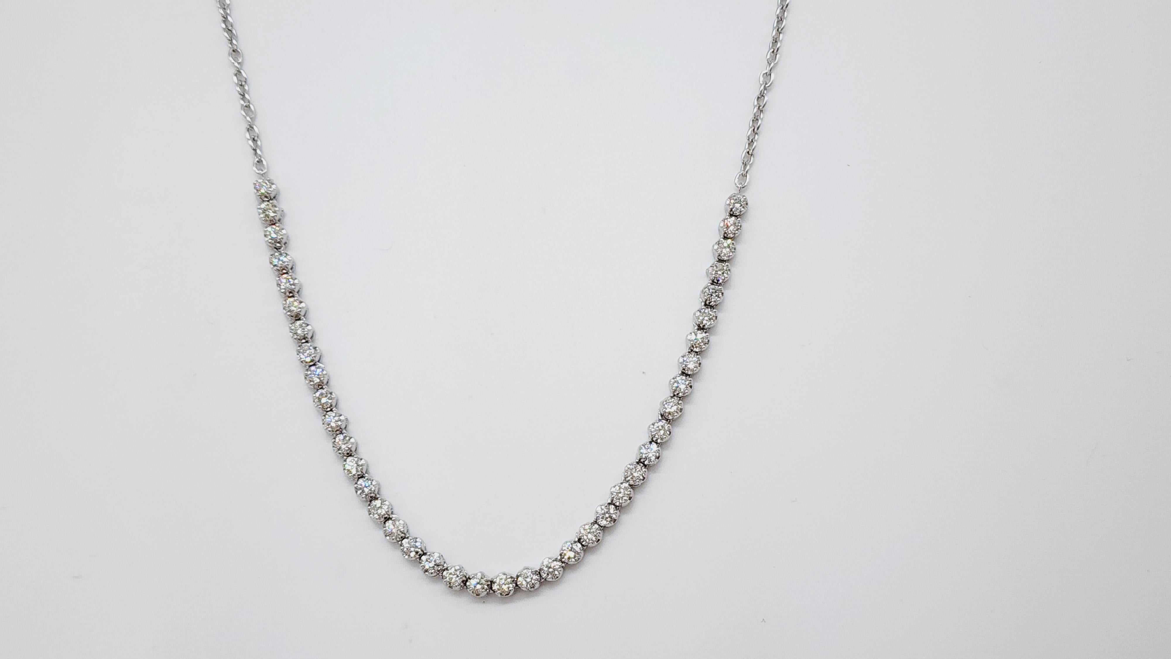 3.15 Carats Mini Diamond Tennis Necklace Chain 14 Karat White Gold. Diamond Link, 
Length 24 inch, Average Color H, Clarity VS. natural diamonds. 