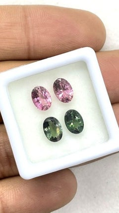 3.15 Carats Mix Match Pair Tourmaline, Green and Pink Tourmaline Ovals