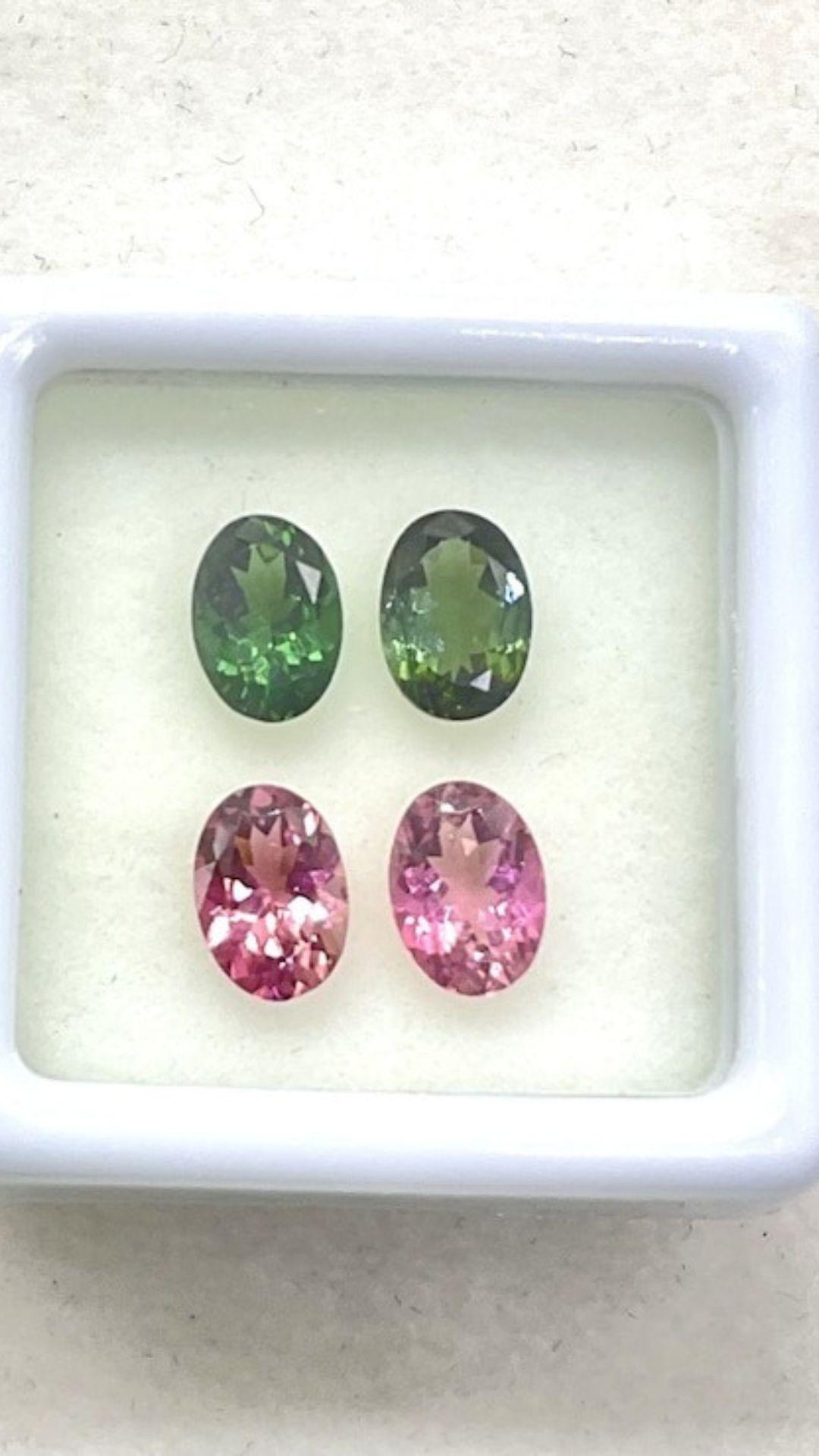 3.15 Carats Mix Match Pair Tourmaline, Green and Pink Tourmaline Ovals In New Condition For Sale In Jaipur, RJ