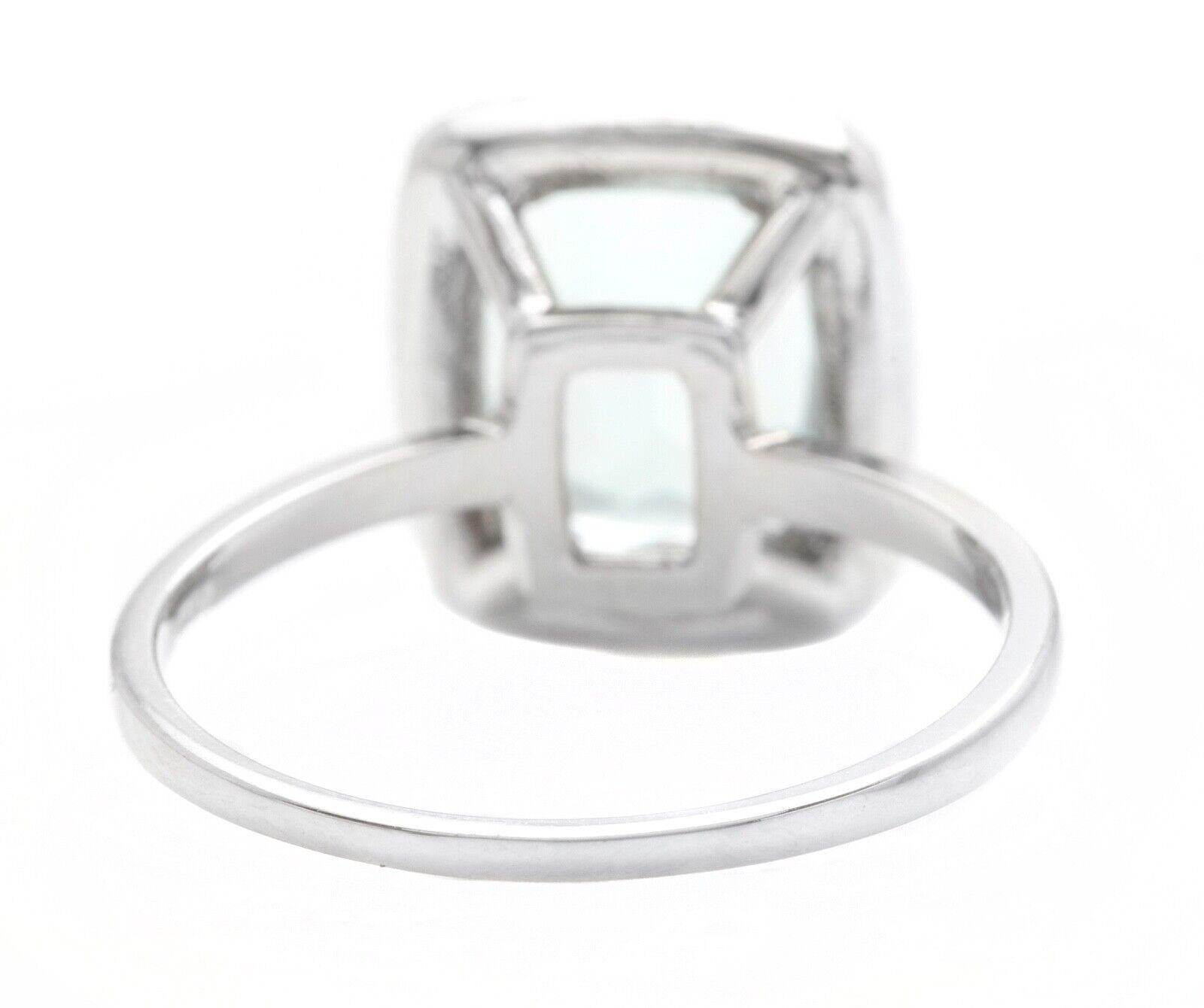 3.15 Carats Natural Aquamarine and Diamond 14k Solid White Gold Ring In New Condition For Sale In Los Angeles, CA