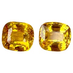3.15 carats Orange Sapphire Pair Cushion Cut Natural Sri Lankan Gemstone