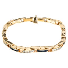 Bracelet en or avec saphirs carrés et diamants ronds