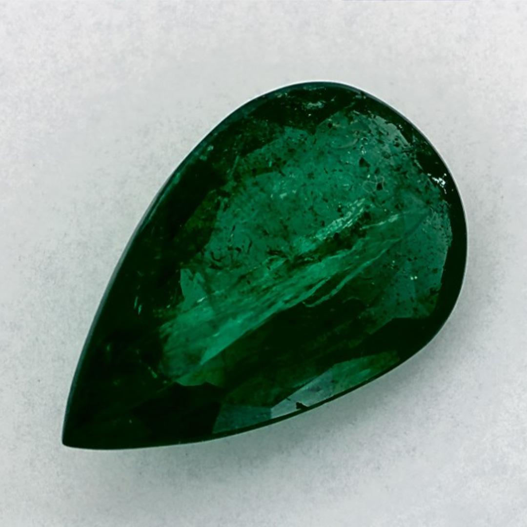Pear Cut 3.15 Ct Emerald Pear Loose Gemstone For Sale